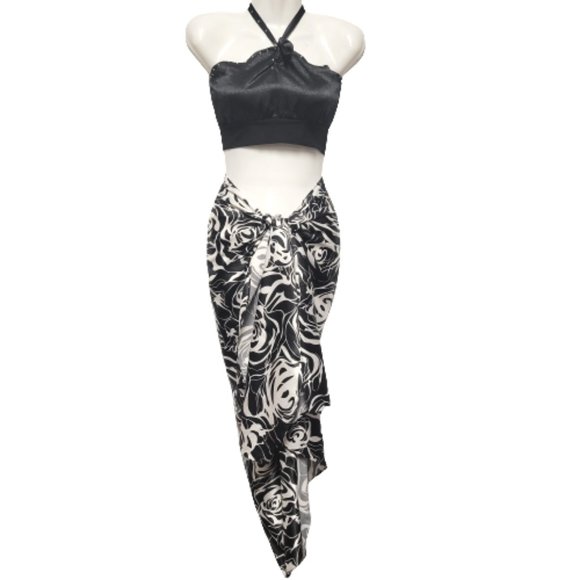 Rose print Pareo Wrapskirt Sarong Coverup Beach Wedding/Pool Parties/Cruises - Picture 2 of 6